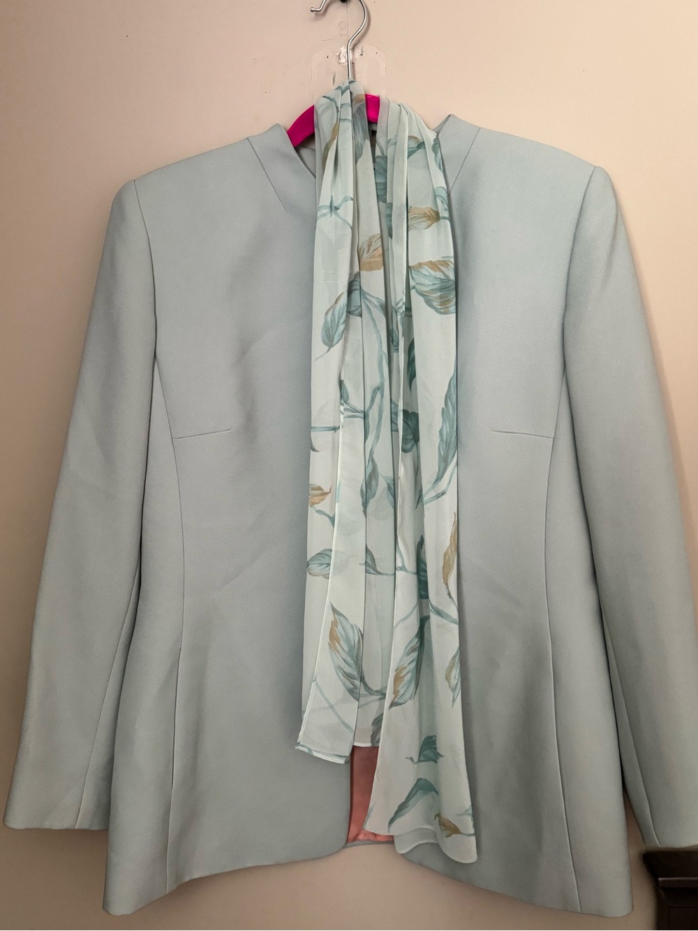 Kasper Light Mint Floral Jacket with Pink Lining